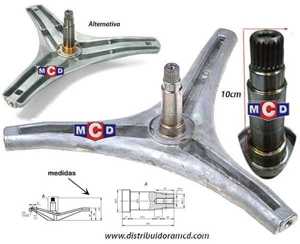 EJE CORTO SOPORTE TAMBOR LG MODELOS VARIOS