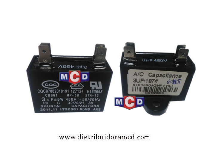 CAPACITOR DE 3 mf. 450V de 4 CONT.P/REFRIG