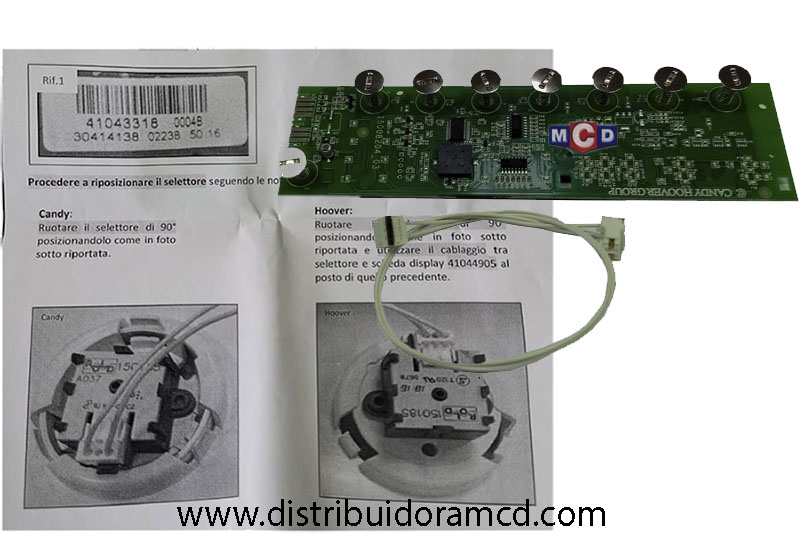 PLAQUETA SUPERIOR/MANDOS CANDY GVW285TC12 